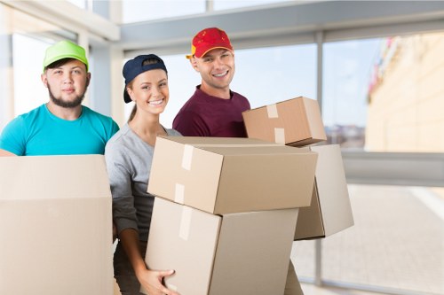 Local removals team preparing a moving van in Wanstead
