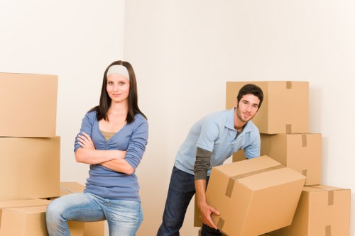 Packed moving boxes for temporary household storage in Wanstead